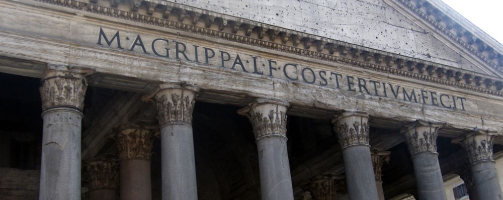 The Roman Pantheon, a classical building with columns.