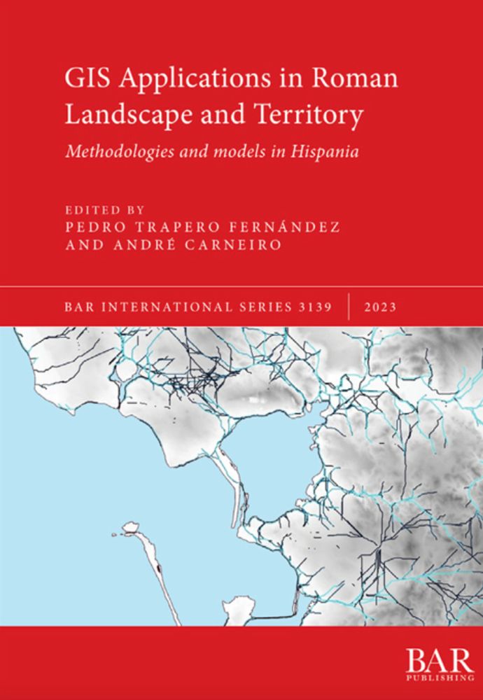A red book cover with a blue and white map of iberia