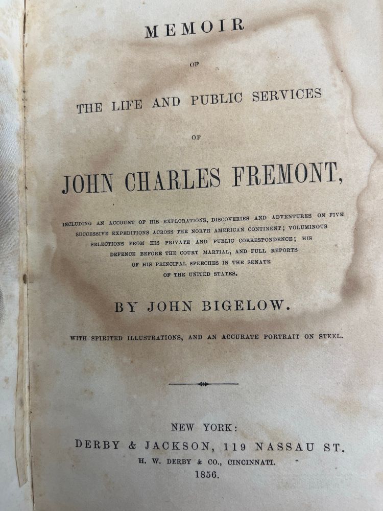 Title page of “Memoir of the Life and Public Services of John Charles Fremont.”