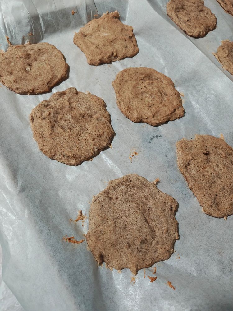 6 buckwheat pancakes on a baking sheet