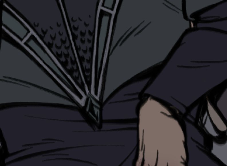 A cropped screenshot of a drawing depicting a muted grey-ish character. Not much else can be parsed from the information provided.