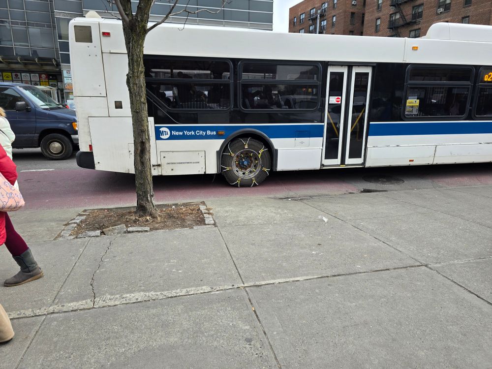 Bus for winter, chain gang. 