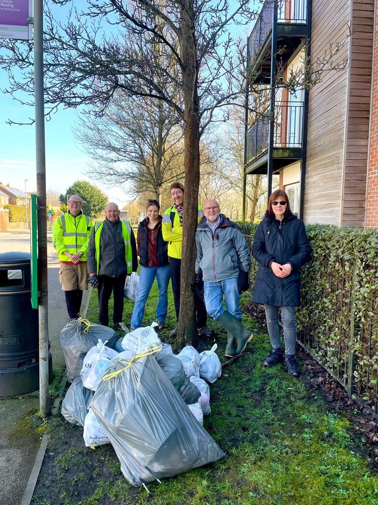 Keep Caversham Tidy team stand proudly behind their collected litter