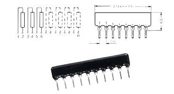 Diagramatic representation of a SIL Resistor Network in Parallel Configuration.