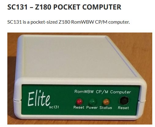 A picture of the Small Computer Central SC131 Pocket Sized CP/M computer.