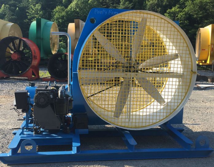 Image of a large gasoline powered fan sourced from https://paulsfans.com/products/portable-fans