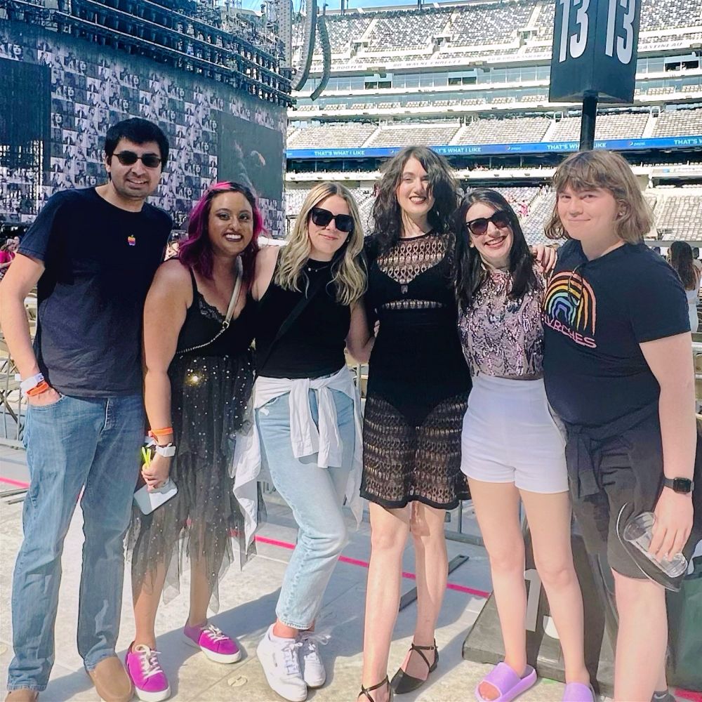 Me and my friends at the Eras Tour at MetLife Stadium. From left to right: Saurabh, Shantini, Christy, Simone, Christina, Ricky. 
