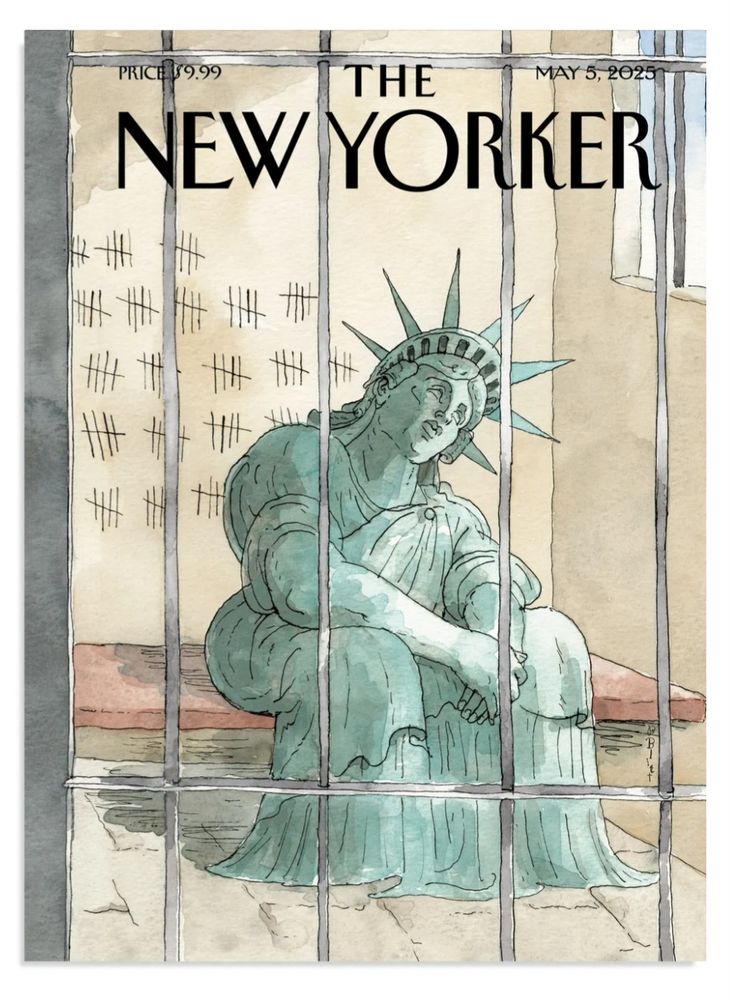 Cover NewYorker: Lady Liberty sitting in jail 