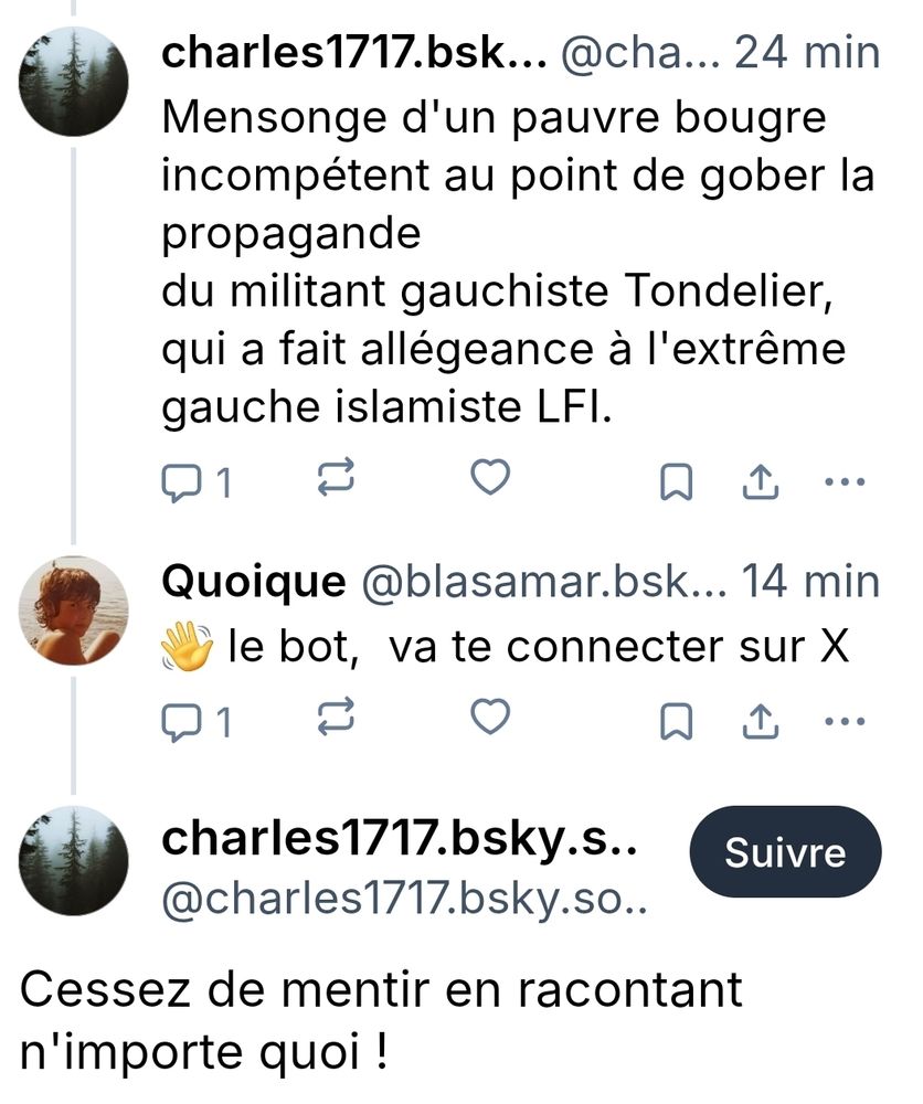 Capture d écran échange du bot charles1717 et du compte quoique