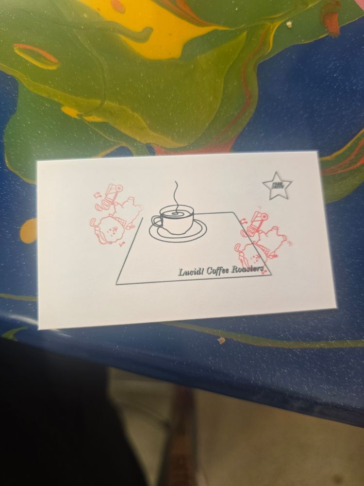 coffee shop stamp card with 2 bt21 golfer rj stamps on it