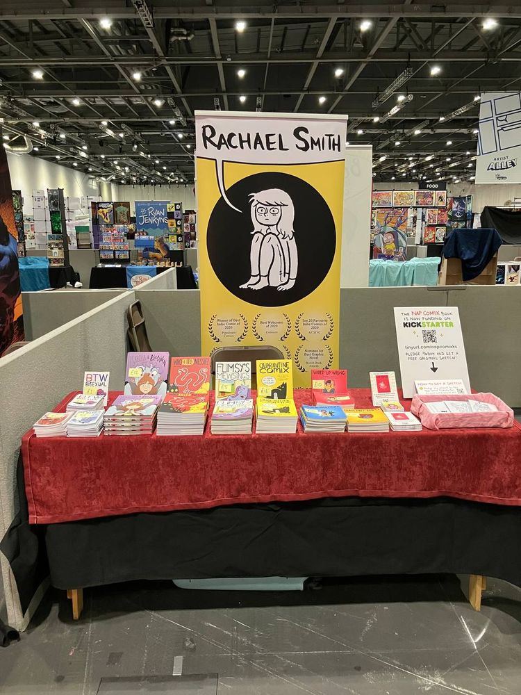 Rachael's table at MCM Comic Con. It is full of books!