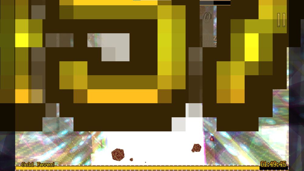 A screenshot of vampire survivors, where the gold fever meter has grown in size so that not even half of one number fits on screen