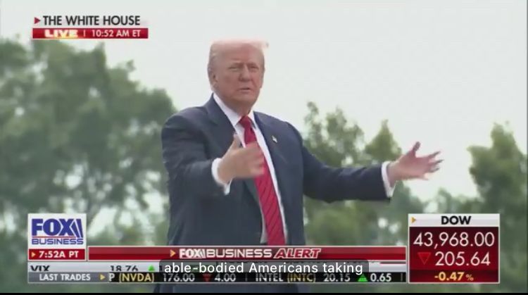 Trump gesturing on the roof making a circle shape