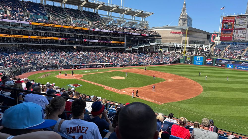 enjoying the beautiful day at progressive field