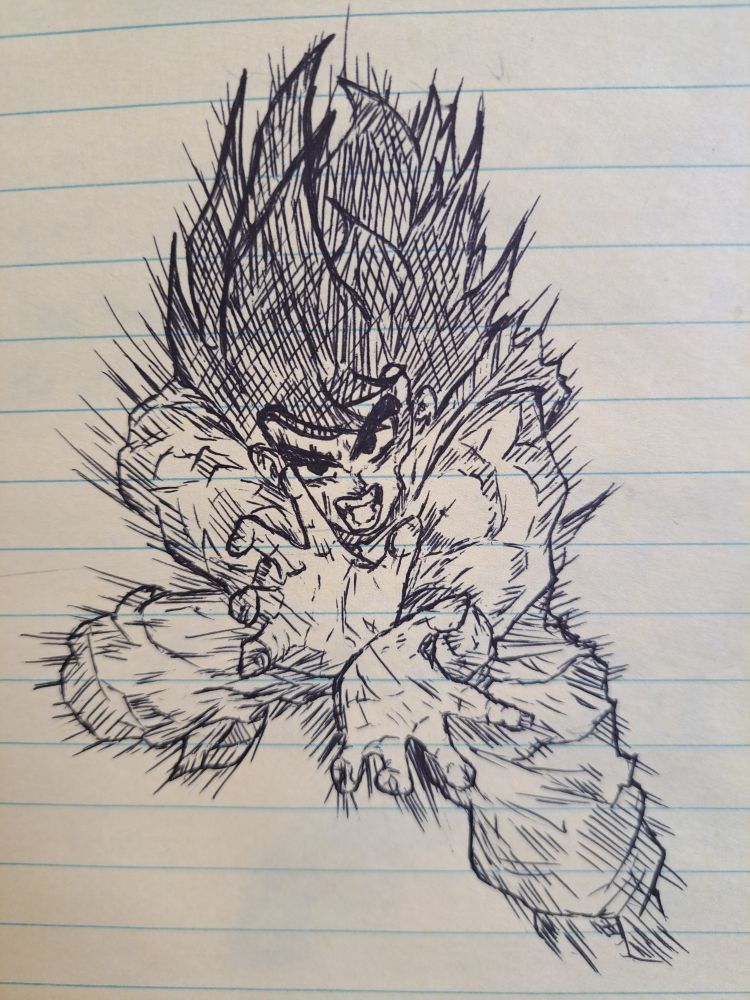 Goku firing off a kamehameha 