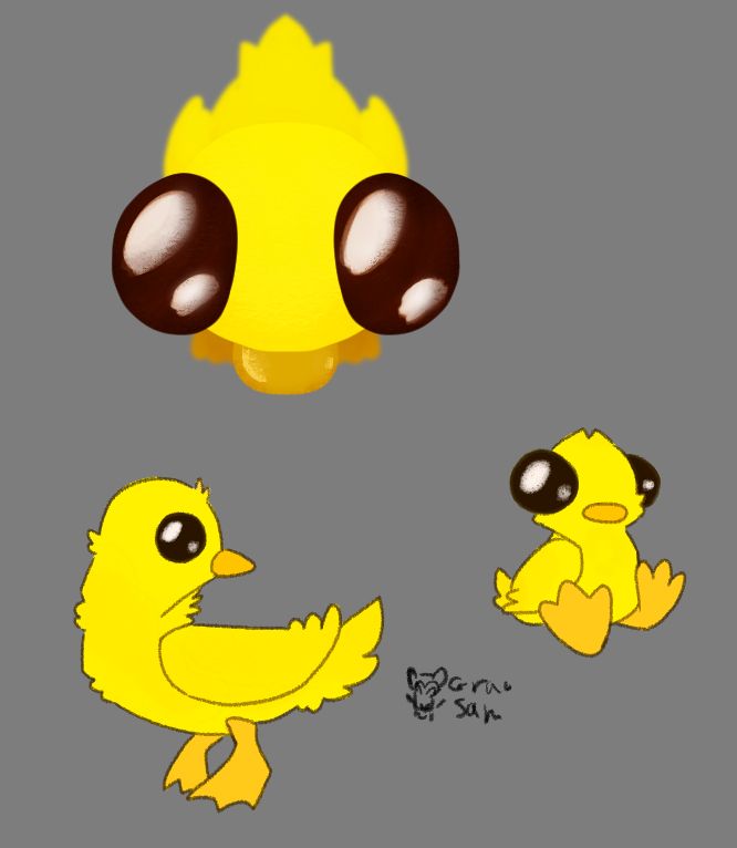 Art of a very small yellow duck 