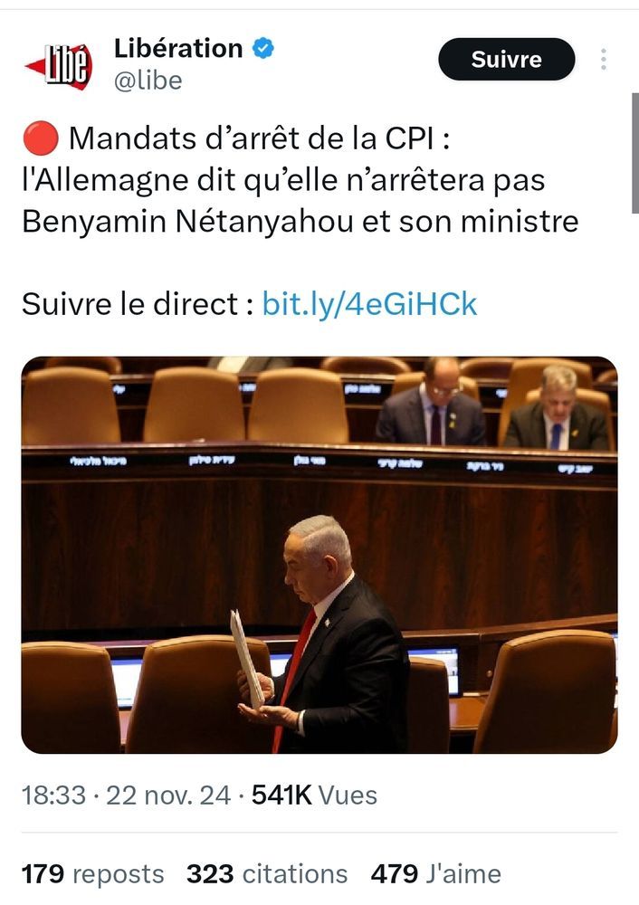 Mandat d'arrêt de la CPI
l'Allemagne dit qu'elle n'arrêtera pas Netanyahou.