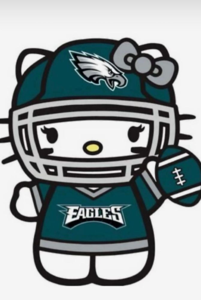 Hello Kitty in Philadelphia Eagles gear 