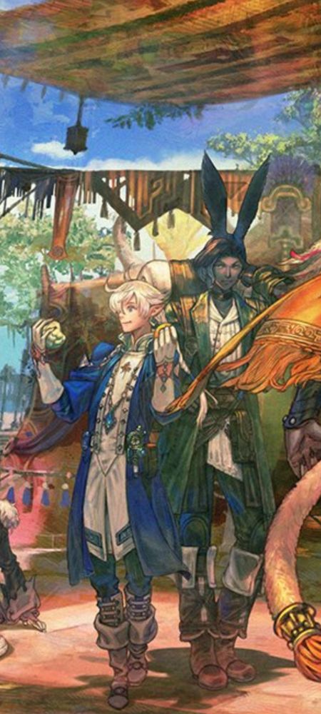 alphinaud eating a sugar apple with the skin on while erenville looks on 