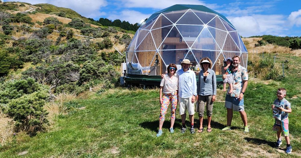 Friends in front of the dome.