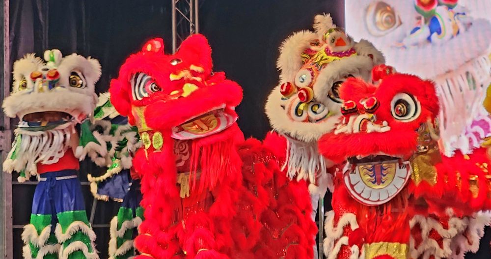 The Lion dance on stage