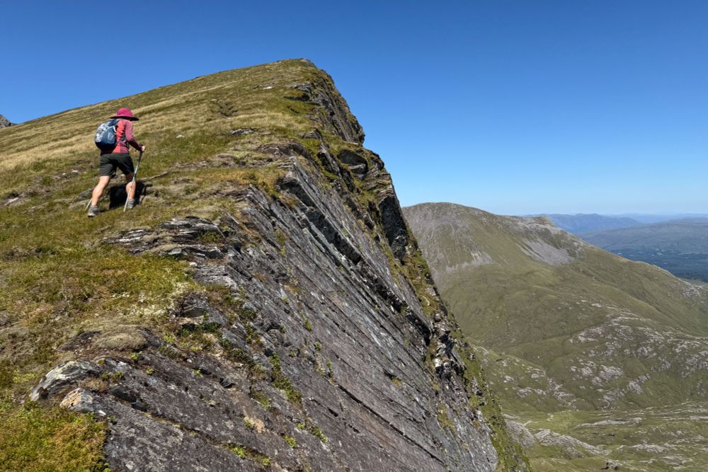 Helen ascending ridge with escarpment on right