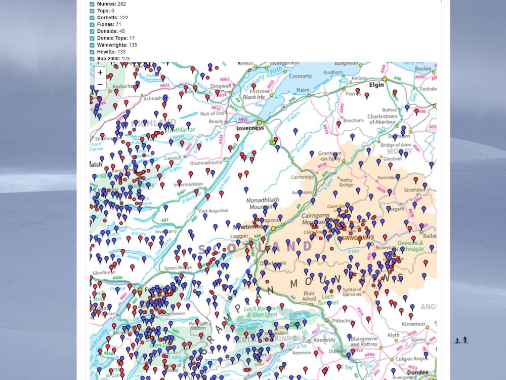 Map showing lots of different types of hills