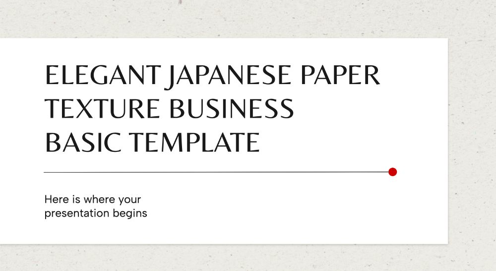 Screenshot of a presentation slide with the text "Elegant Japanese Paper Texture Business Basic Template" 