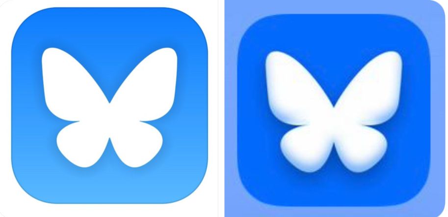 Comparison between original ‘butterfly motif’ logo and the new, blobular version