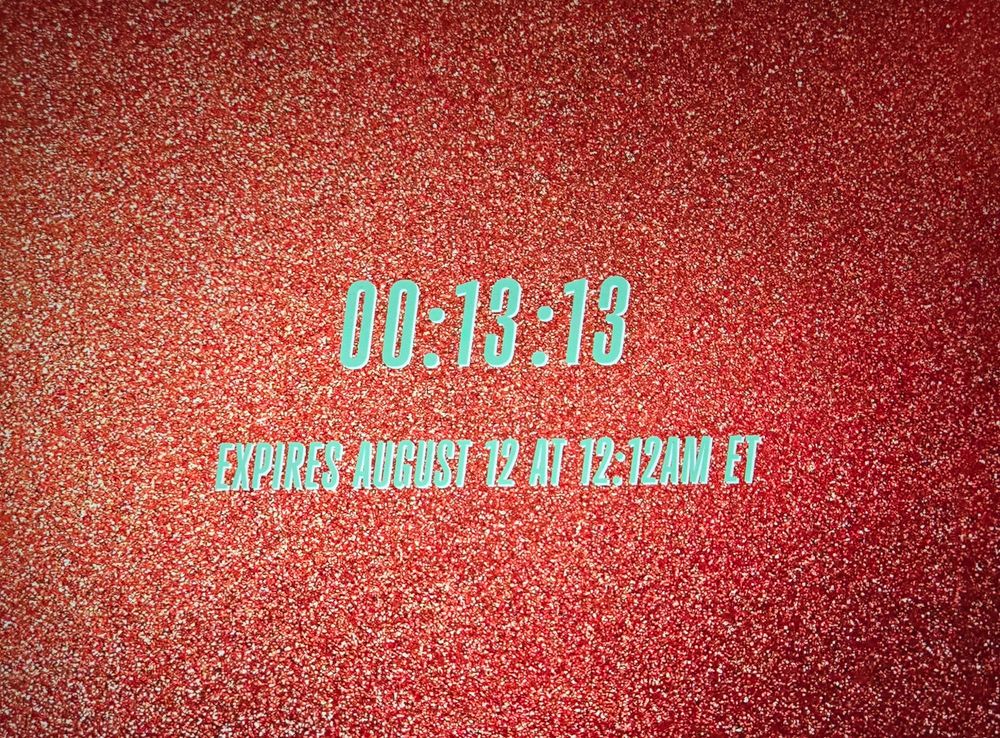 A screenshot of Taylor Swifts store countdown with 13 minutes and 13 seconds left to go