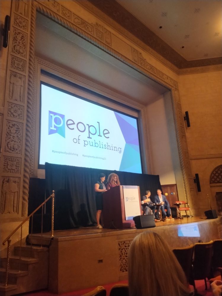 Terrible photo of Lynn Johnson and Regina Brooks at the People of Publishing Conference 2025
