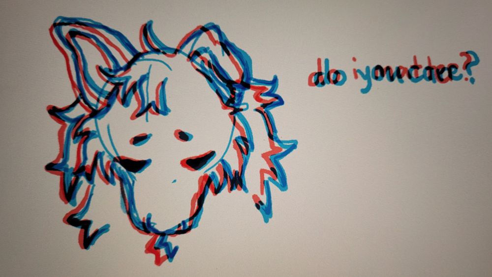 photo of a digital art sketch: a dog's head, sadly looking down