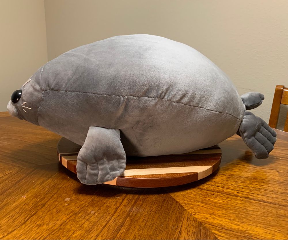 Baikal seal plushie from the side