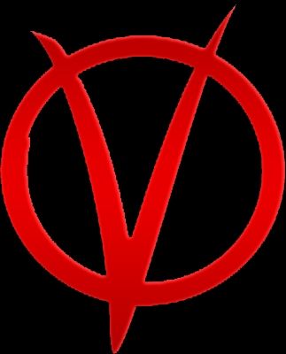 Ein rotes V in einem roten Kreis. Die Spitzen des Buchstabens ragen über den Kreis hinaus.

https://commons.wikimedia.org/wiki/File:VSymbol1.png