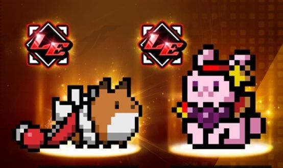 Pets from The King of Fighters AFK: a fox dressed like Mai and a bunny dressed like Athena
