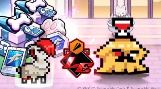 Pets from The King of Fighters AFK: an alpaca with Iori's hair and a squid dressed like Rugal (Rukal)