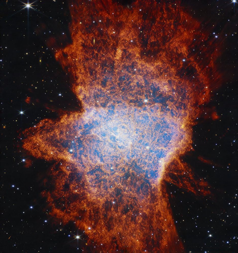 Nébuleuse planétaire orange et bleue