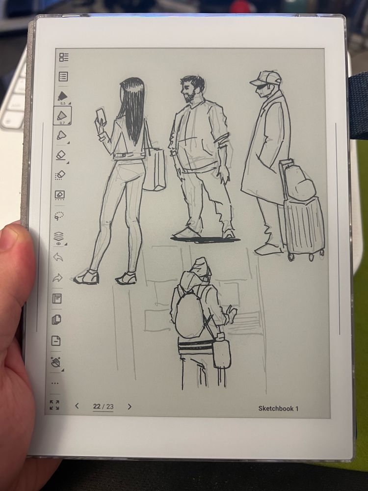 Sketches of random people at the airport