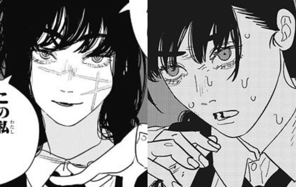 漫画『チェンソーマン』/藤本タツキ(著)に出てくるキャラクター
左：戦争の悪魔 ヨル、右：三鷹アサ