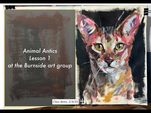 Acrylic painting with Cat.