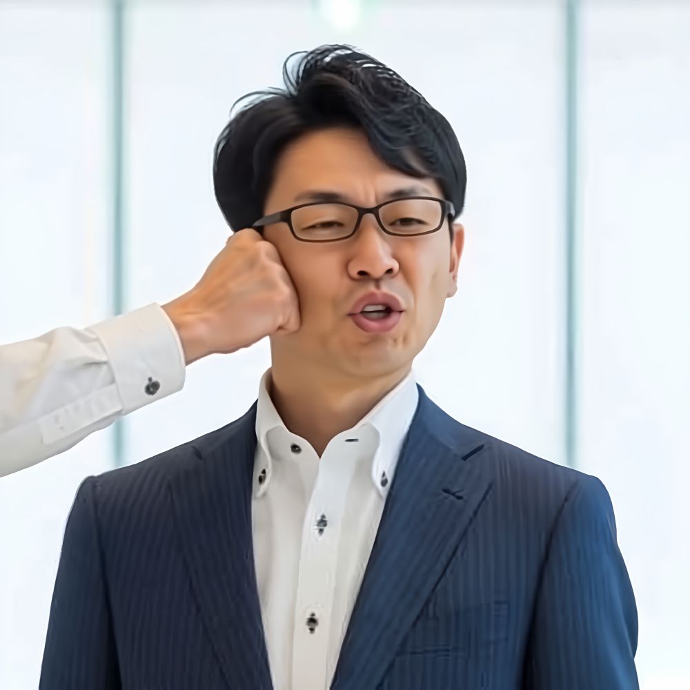 very normal Japanese businessman face punch video screenshot