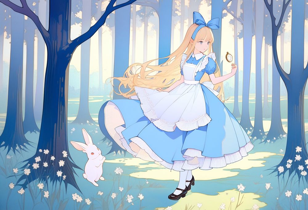 アリス「あら、この時計は何かしら？」
ウサギ「わたしのです、返してー💦」