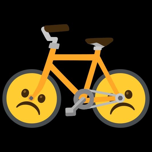 frowny face bicycle cartoon.