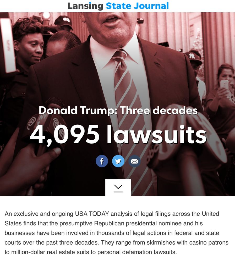 Donald Trump: Three decades 4,095 lawsuits