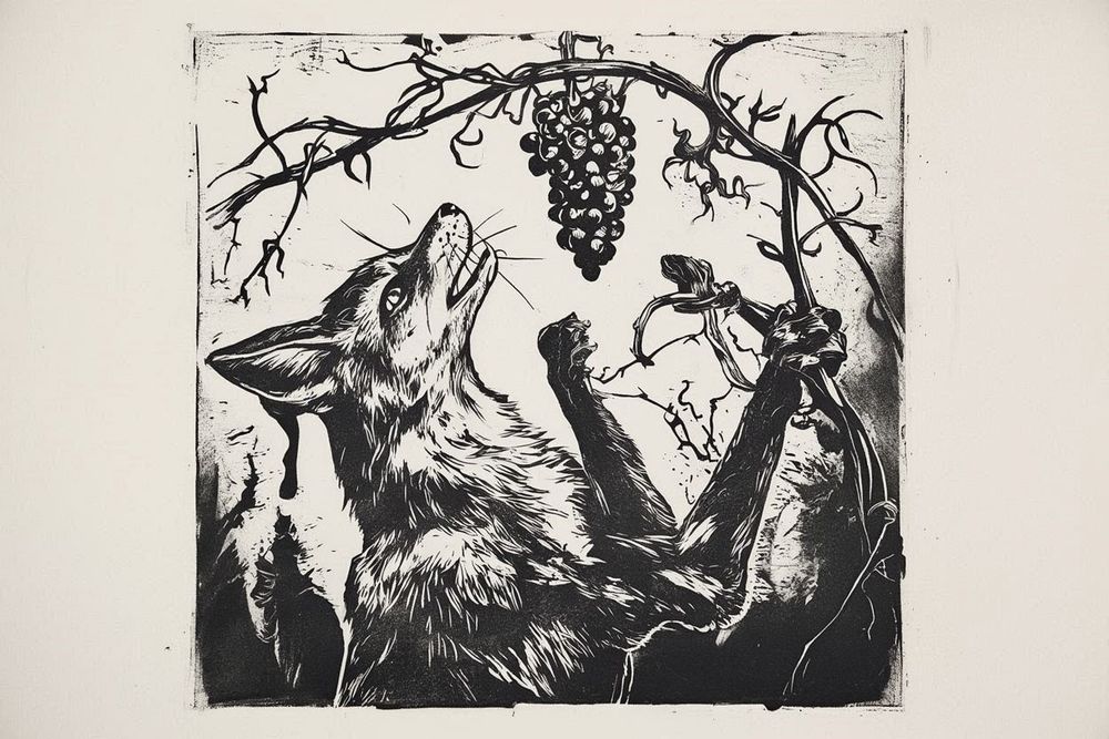 Aesop's fox looks at some grapes