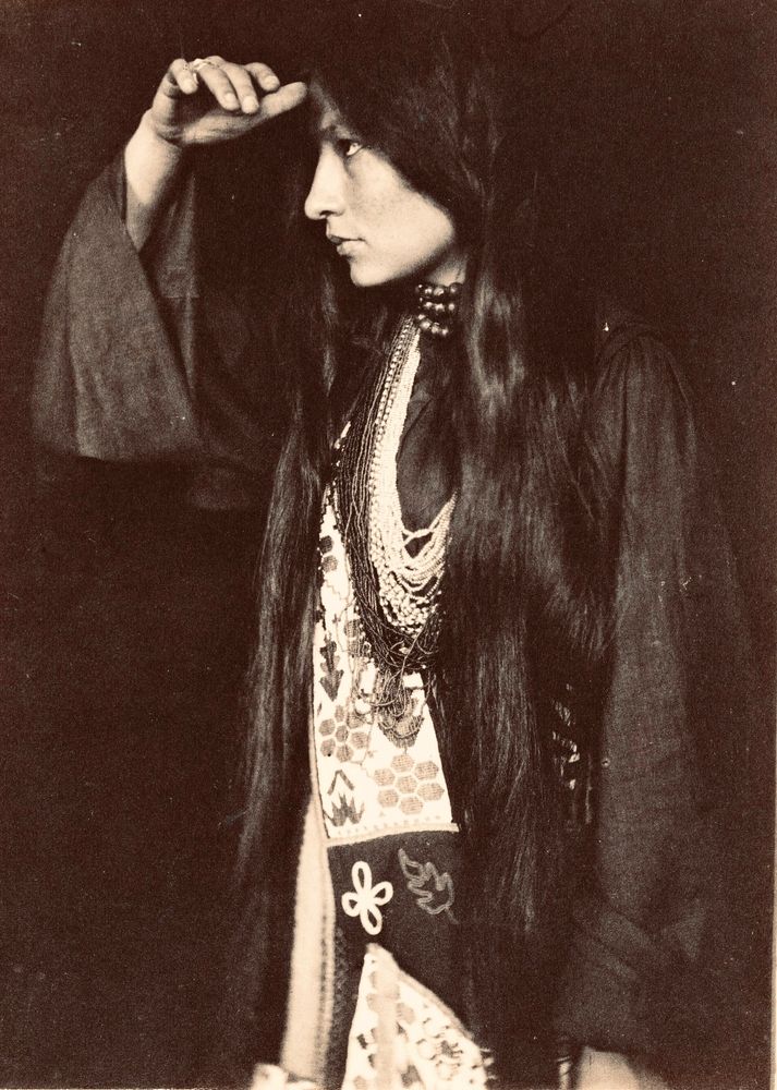 Activist, artist and writer Zitkála-Šá, poses in profile for Gertrude Käsebier in 1898 in New York. 