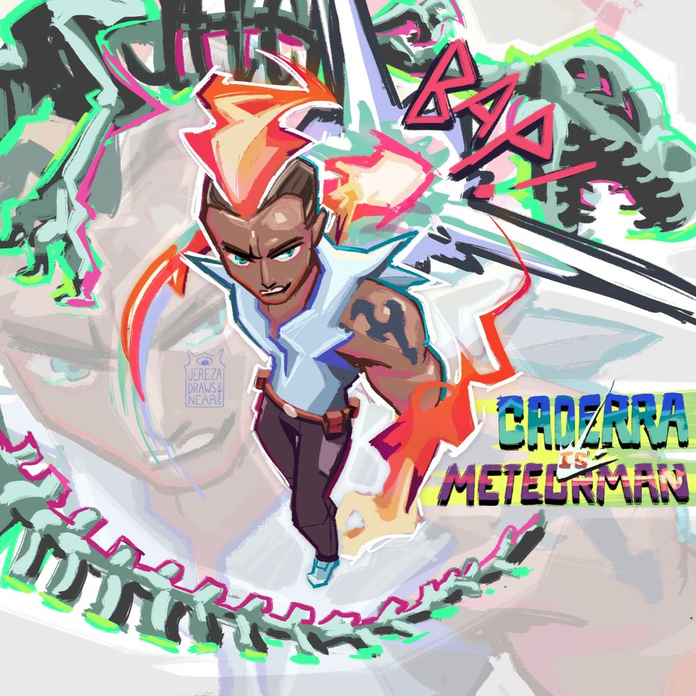 Original Character Design Sketch Painting based on Dinosaurs and Meteors
