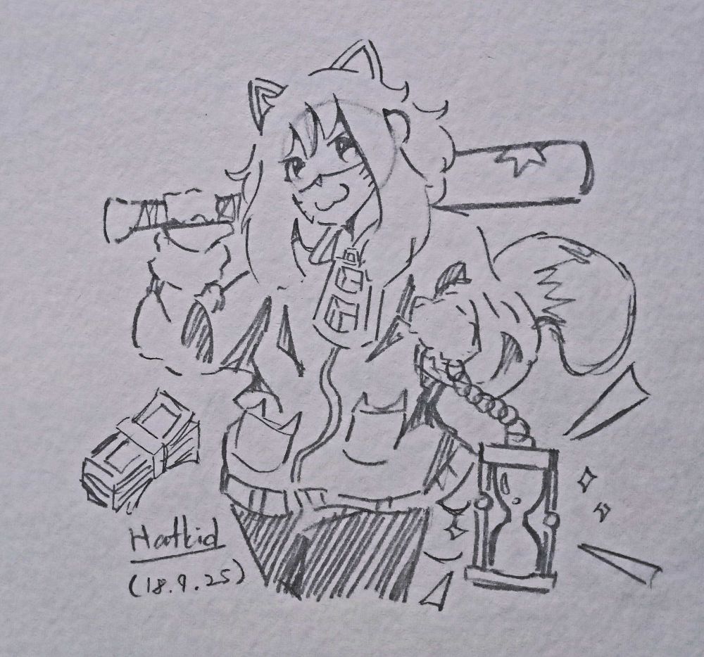 Nyakuza hat kid holding a bat and the hourglass