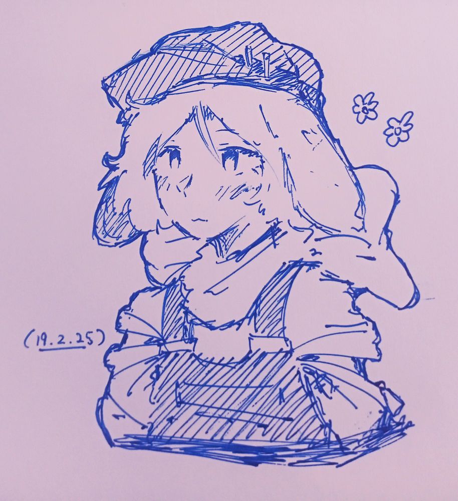 a quick sketch of Ruby Rosemary I made in the car in like- 20 minutes. btw the big thing behind her neck supposed to be a big bow