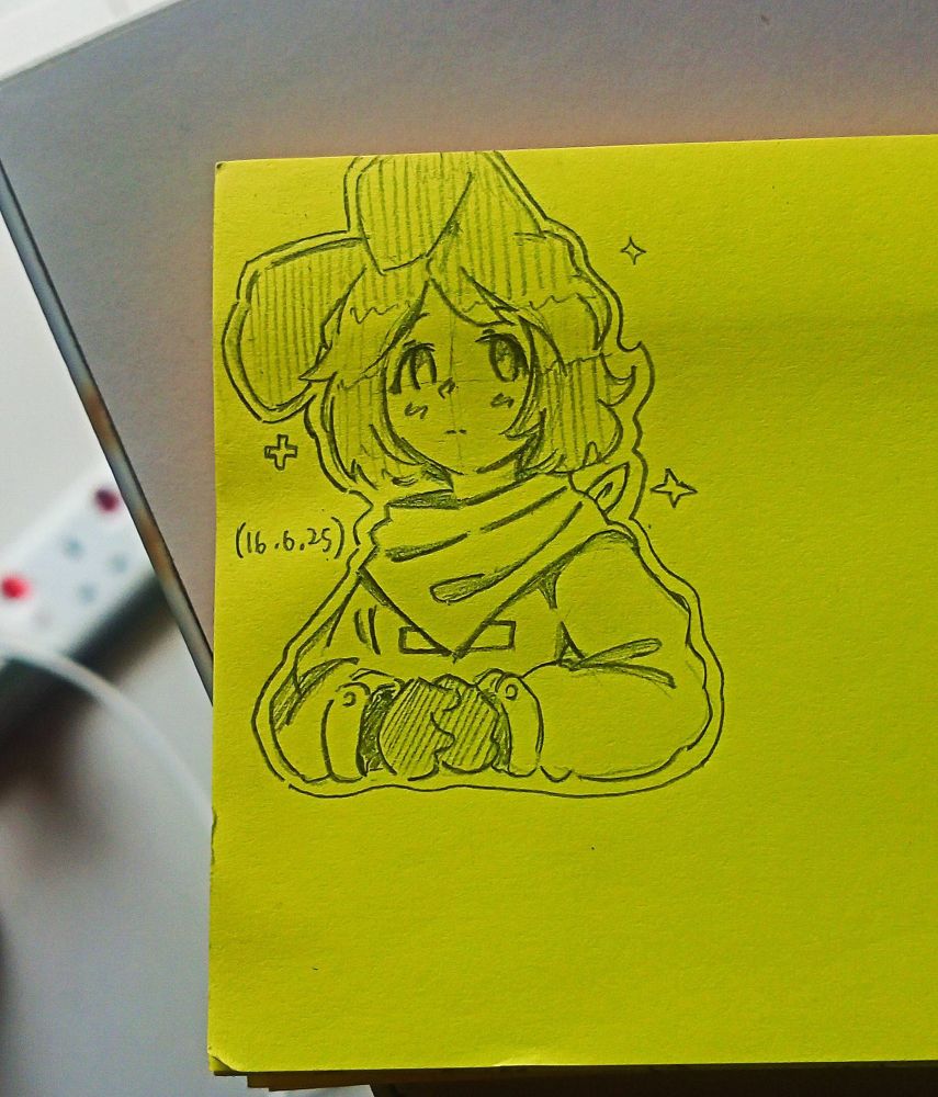 a doodle of Ruby on a sticky note